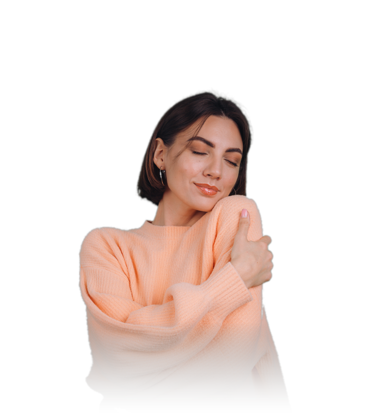 Mulher em momento de pausa e acolhimento